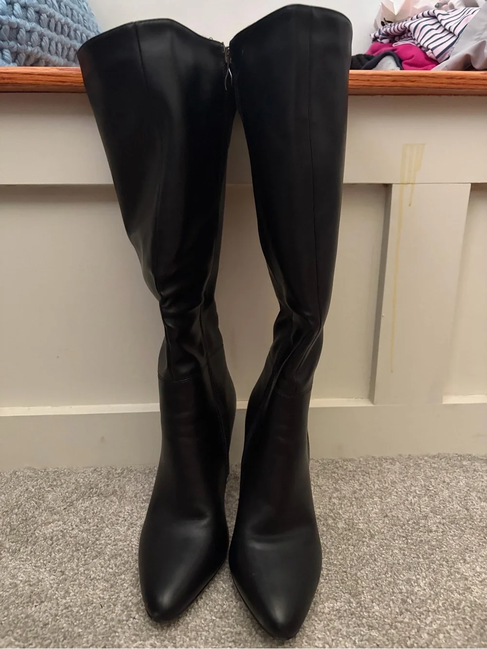 Quorvash Tall Black Heeled Boots Side Zip Size 7 Worn Once